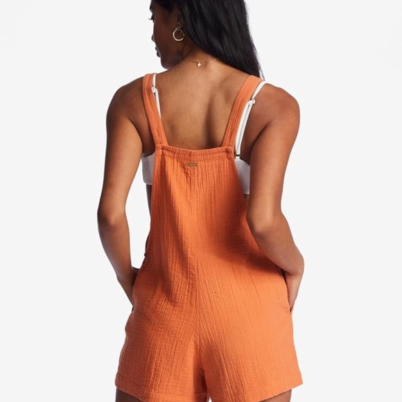 BILLABONG Orange cotton romper | relaxed beachy summer one-piece | Large * - Picture 3 of 10